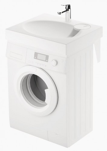 PAA CLARO MINI KICLAMISIF/00 Glossy White Stone mass sink (above the washing machine) with siphon and brackets image 1