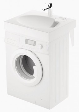 PAA CLARO MINI KICLAMISIF/00 Glossy White Akmens masas izlietne virs veļas mašīnas ar Sifonu un Kronšteini