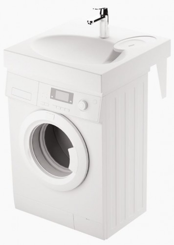 PAA CLARO KICLASIF/00 Glossy White Stone mass sink (above the washing machine) with siphon and brackets image 1