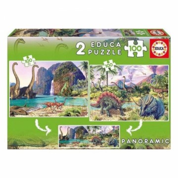 Puzle Bērniem Dino World Educa (2 x 100 pcs)