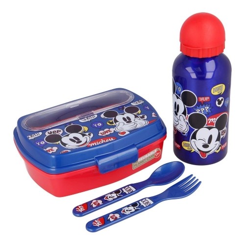 Детский набор посуды Mickey Mouse Happy Smiles Красный Синий (21 x 18 x 7 cm) (4 Предметы) image 1
