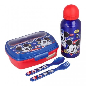 Детский набор посуды Mickey Mouse Happy Smiles Красный Синий (21 x 18 x 7 cm) (4 Предметы)