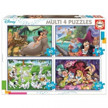 Puzle un domino komplekts Educa Disney Aladdin, Jungle Book, Alicia, Peter Pan (380 pcs)