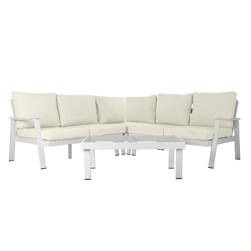 Dārza dīvāns DKD Home Decor Balts Stikls Poliesters Alumīnijs (4 pcs) (212 x 212 x 86 cm) image 1
