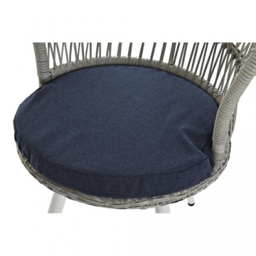 Набор стол и 2 кресла DKD Home Decor Стеклянный Синий синтетический ротанг Сталь (65 cm) (65 x 65 x 68 cm)