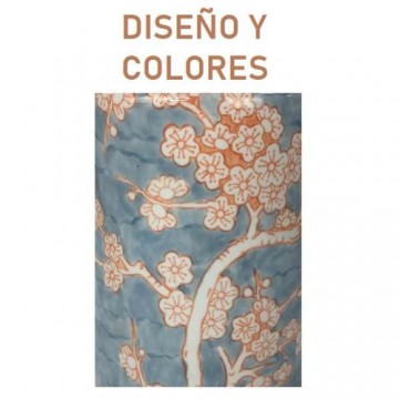 Настольная лампа DKD Home Decor Фарфор Синий Оранжевый полиэстер Цветы (35 x 35 x 57 cm)