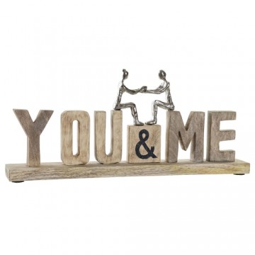 Dekoratīvās figūriņas DKD Home Decor You & Me Sudrabains Brūns Alumīnijs Mango koks