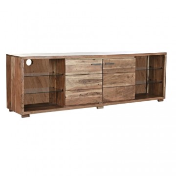ТВ шкаф DKD Home Decor Коричневый Стеклянный древесина акации