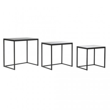 Набор из трех столиков DKD Home Decor Стеклянный Чёрный Металл (58 x 36,5 x 53,5 cm) (3 pcs)