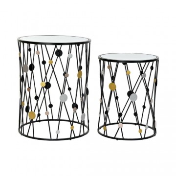 Komplekts ar 2 galdiņiem DKD Home Decor spogulis Sudrabains Melns Bronza Metāls (46 x 46 x 59,5 cm) (2 pcs)