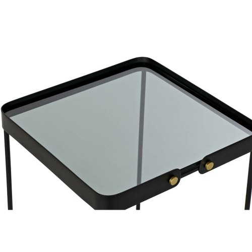 Набор из двух столов DKD Home Decor Стеклянный Чёрный Позолоченный Металл (42 x 42 x 56 cm) (2 pcs) image 2