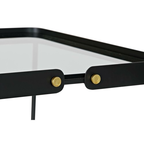 Набор из двух столов DKD Home Decor Стеклянный Чёрный Позолоченный Металл (42 x 42 x 56 cm) (2 pcs) image 4