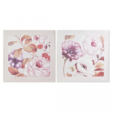 Glezna DKD Home Decor Rožu (2 gb.) (70 x 3 x 70 cm)