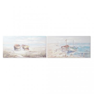 Glezna DKD Home Decor Pludmale Vidusjūra (120 x 3 x 60 cm) (2 gb.)