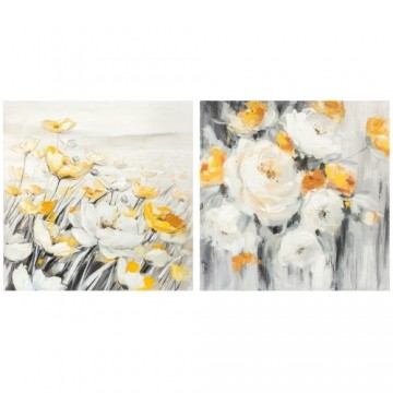 Glezna DKD Home Decor Цветы (90 x 3,7 x 90 cm) (2 gb.)