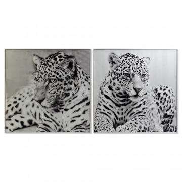 Glezna DKD Home Decor Leoparda Koloniāls (100 x 2,5 x 100 cm) (2 gb.)
