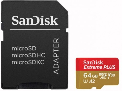 Sandisk карта памяти microSDXC 64GB Extreme Plus + адаптер image 1