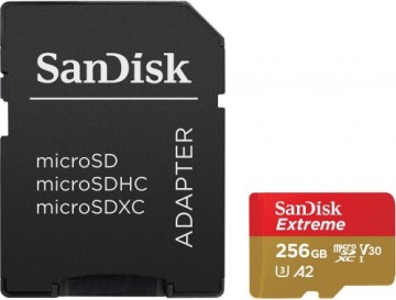 Sandisk memory card microSDXC 256GB Extreme + adapter