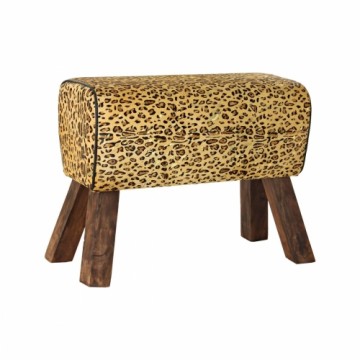 Вспомогательная мебель DKD Home Decor Чёрный Деревянный Коричневый Кожа Леопардовый (67 x 30 x 51 cm)