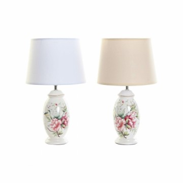 Galda lampa DKD Home Decor Bēšs Balts Daudzkrāsains Цветы 220 V 50 W Shabby Chic (25 x 25 x 43 cm) (2 gb.)