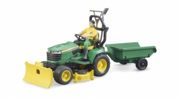 BRUDER  John Deere Lawn tractor with trailer and gardener, 62104