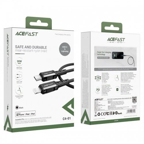 Acefast cable MFI USB Type C - Lightning 1,8m, 30W, 3A black (C4-01 C Black) image 5