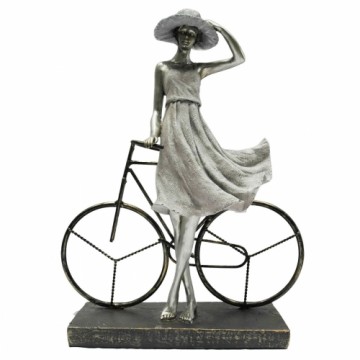 Декоративная фигура DKD Home Decor Женщина Серебристый Велосипед Металл Смола (27,5 x 9,5 x 34,5 cm)