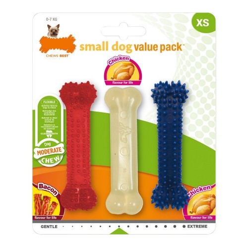 Dog teether Nylabone Value Pack Bacon S Izmērs Cālis Termoplastisks (3 pcs) image 1