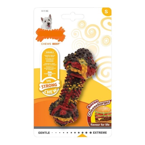 Dog teether Nylabone Strong Chew Bacon Siers Hamburgers Gumija S Izmērs image 1