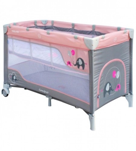 Baby Mix Ceļojumu gulta ELEPHANT pink (36409) 2 līmeņi Akcija image 1
