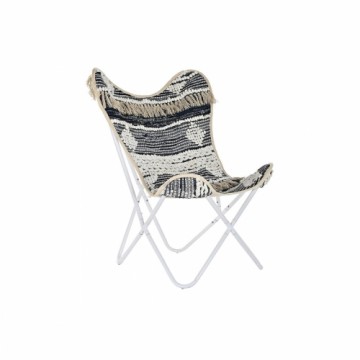 Садовое кресло DKD Home Decor Чёрный Хлопок Белый Железо (74 x 65 x 90 cm)