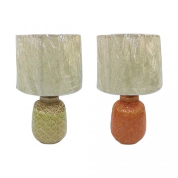 Galda lampa DKD Home Decor Porcelāns Bēšs Oranžs Poliesters Zaļš 220 V 50 W (2 gb.) (32 x 32 x 53 cm)