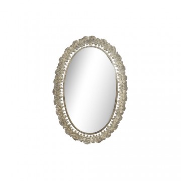 Sienas spogulis DKD Home Decor spogulis Šampanietis Metāls Augu lapa (69 x 3,5 x 98,5 cm)