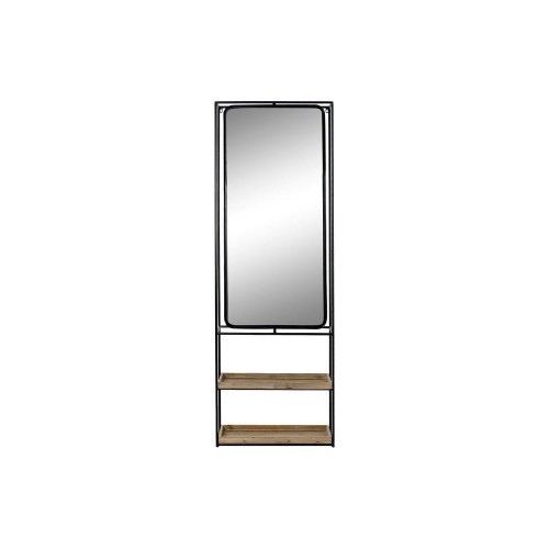 Sienas spogulis DKD Home Decor spogulis Dabisks Melns Metāls Koks (60 x 17 x 183 cm) image 1