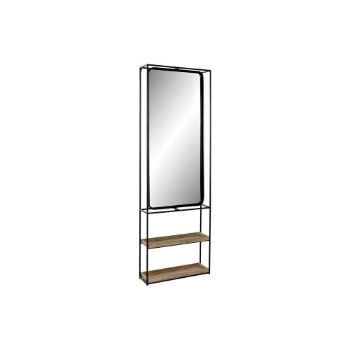 Sienas spogulis DKD Home Decor spogulis Dabisks Melns Metāls Koks (60 x 17 x 183 cm) image 2