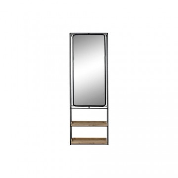Sienas spogulis DKD Home Decor spogulis Dabisks Melns Metāls Koks (60 x 17 x 183 cm)