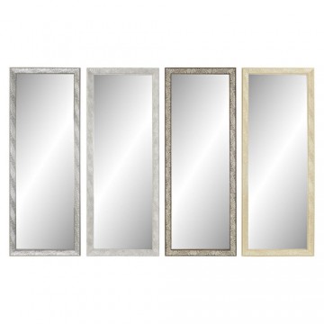 Настенное зеркало DKD Home Decor Стеклянный Натуральный Серый Коричневый Белый PS 4 штук Лист растения (36 x 2 x 95,5 cm)