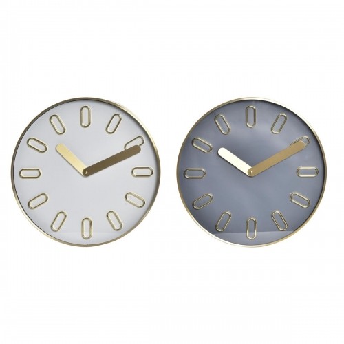 Sienas pulkstenis DKD Home Decor Stikls Pelēks Bronza Alumīnijs Balts (35,5 x 4,2 x 35,5 cm) image 1