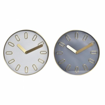 Настенное часы DKD Home Decor Стеклянный Серый Позолоченный Алюминий Белый (35,5 x 4,2 x 35,5 cm)
