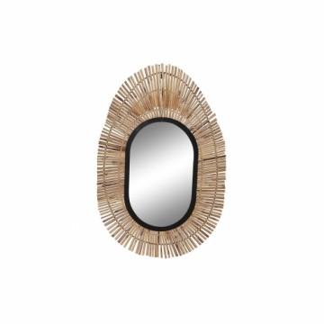 Sienas spogulis DKD Home Decor spogulis Dabisks Melns Metāls Rotangpalma (63 x 1,5 x 92 cm)