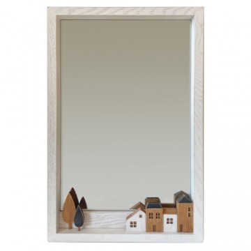 Sienas spogulis DKD Home Decor Koks Balts Mājas (36 x 4 x 60 cm)