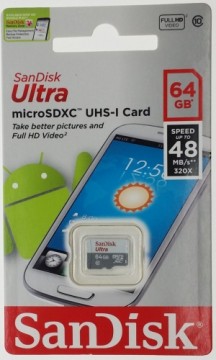SanDisk  
         
       microSDXC ULTRA ANDROID 48MB/s 64GB cl. 10 UHS-I