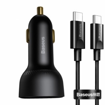 Baseus Superme Car charger, USB, USB-C, 100W + USB-C cable (black)