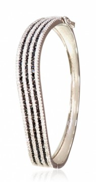 Серебряные браслеты #2600106(PRh-Gr)_CZ+CZ-BK, Серебро	925°, родий (покрытие), Цирконы , длина: 18 см, 23.2 гр.