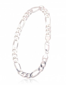 Серебряная цепочка Фигаро 7 мм , алмазная обработка граней #2400142-bracelet, Серебро	925°, длина: 21 см, 14.3 гр.