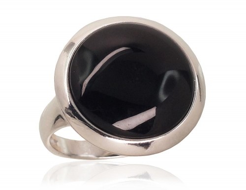 Серебряное кольцо #2101727(PRh-Gr)_ON, Серебро	925°, родий (покрытие), Оникс , Размер: 17.5, 6.2 гр. image 1