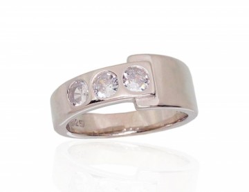Серебряное кольцо #2101712(PRh-Gr)_CZ, Серебро	925°, родий (покрытие), Цирконы , Размер: 17, 5.8 гр.