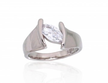 Серебряное кольцо #2101711(PRh-Gr)_CZ, Серебро	925°, родий (покрытие), Цирконы , Размер: 17, 5.4 гр.