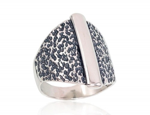 Серебряное кольцо #2101674(POx-Bk), Серебро	925°, оксид (покрытие), Размер: 17, 6.5 гр. image 1