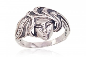 Серебряное кольцо #2101562(POx-Bk), Серебро	925°, оксид (покрытие), Размер: 17.5, 5 гр.